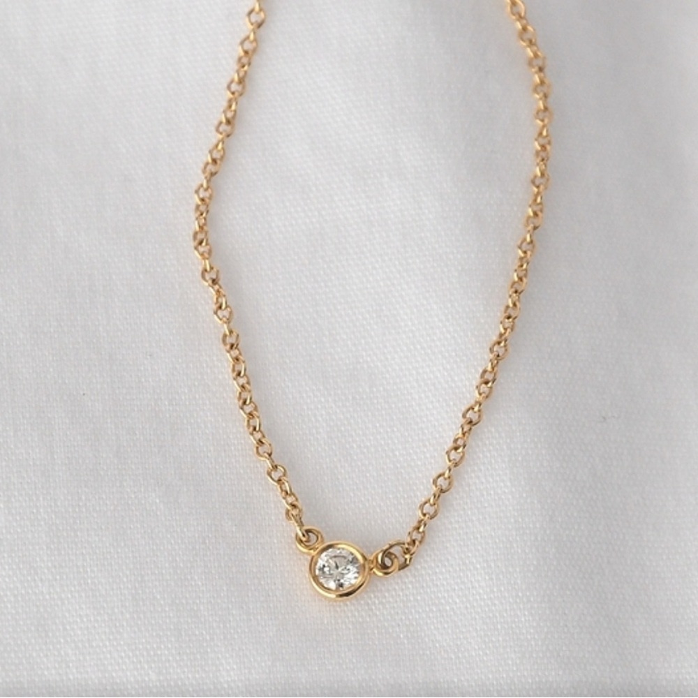 Tiffany & Co. Diamonds by the Yard Single Diamond Pendant .05ct 18K Gold - Picture 8 of 11